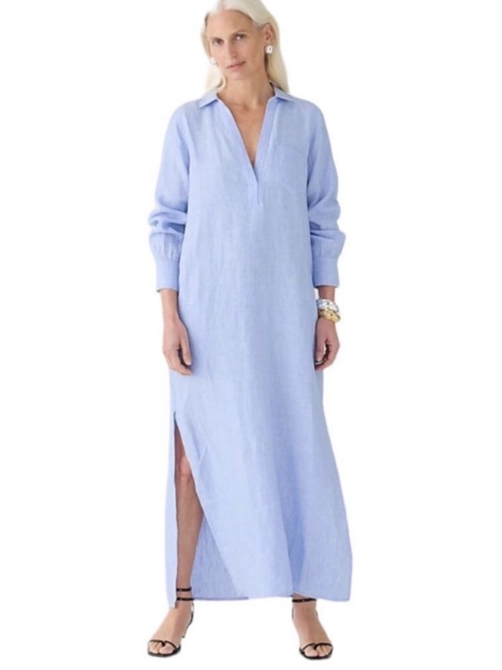 J. Crew Light Blue Linen Maxi Dress